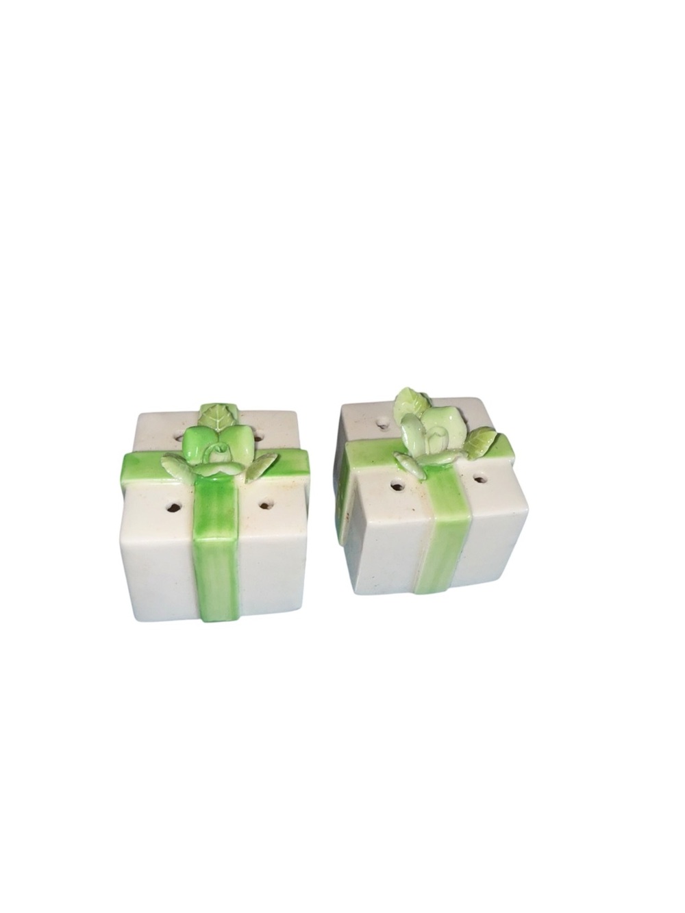 Vintage white gift box salt and pepper shakers
